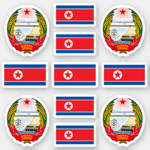 Sticker Symboles nord-coréens / blason et drapeau