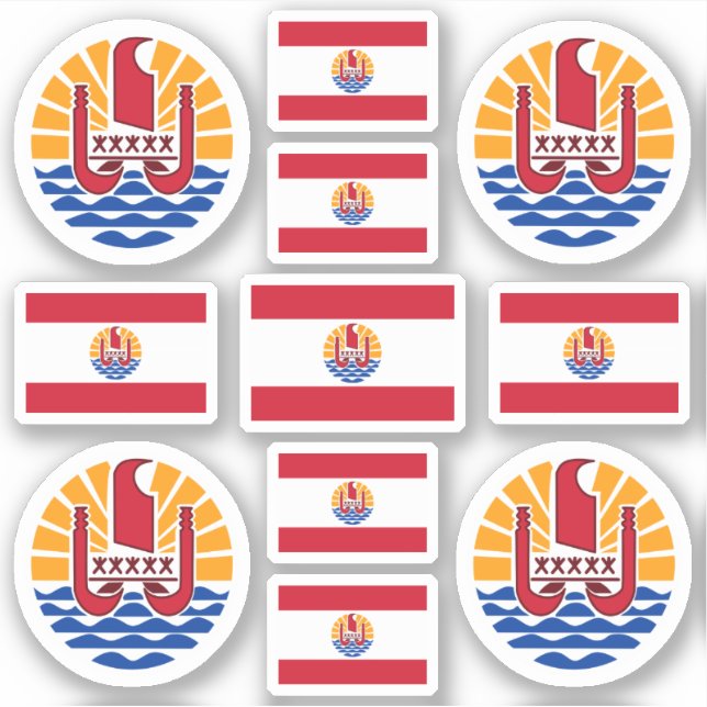 Sticker Symboles polynésiens français / blason et drapeau (Devant)