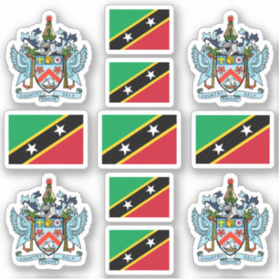 Sticker Symboles Saint-Kitts / blason et drapeau