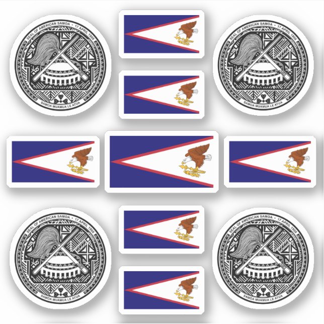 Sticker Symboles samoans / blason et drapeau (Devant)