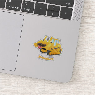 Sticker Sympa joli caractère de dessin animé au bulldozer 