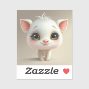 Sticker Sympa personnage de dessin animé d'un chaton blanc
