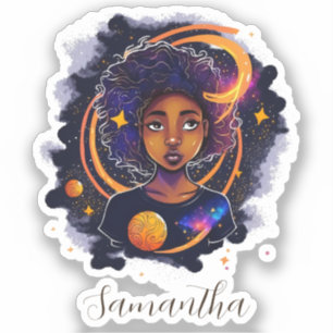 Sticker Système solaire Afro Femme