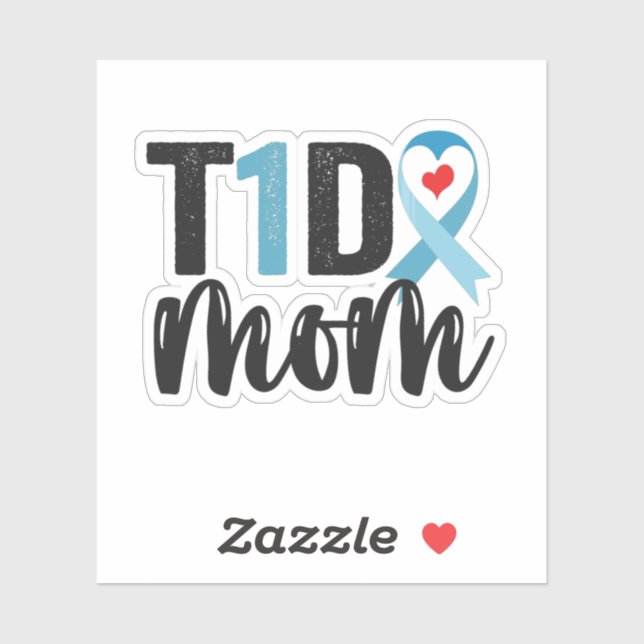 Sticker T1D Mom Diabetes Awareness Ribbon Family Gift (Feuille)