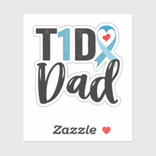 Sticker T1D papa Diabète Sensibilisation bleu Ruban Famill