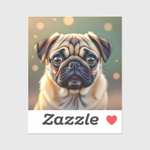 Sticker T Pug Adorable de près   Chien Mignon