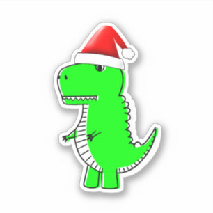 Sticker T Rex Cute Dino Santas Casquette de Noël