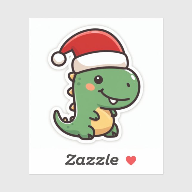 Sticker T-Rex de Noël mignon (Feuille)
