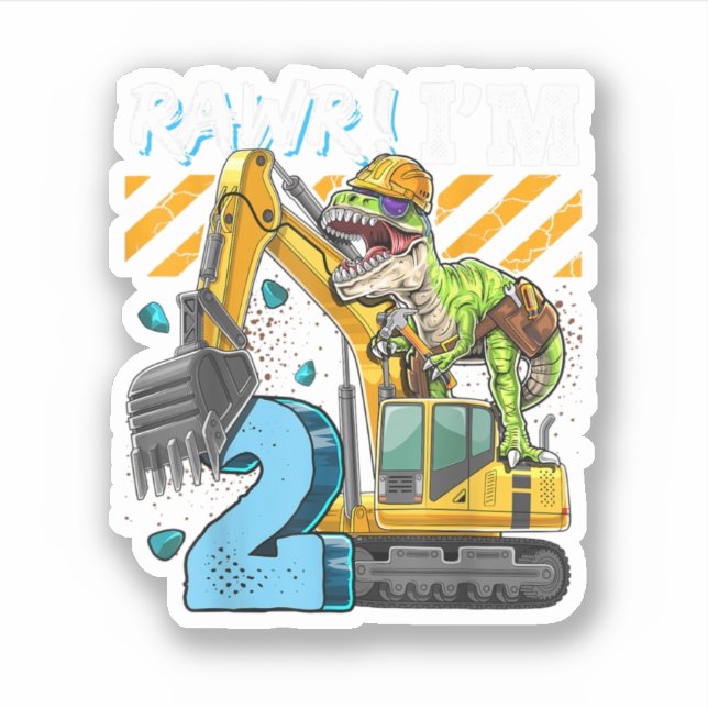 Sticker T Rex Dinosaur Construction Casquette Excavateur 2 (Devant)