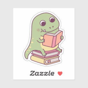 Sticker T-rex dinosaure mignon lisant un livre