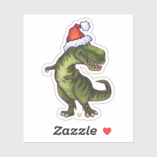 Sticker T-Rex mignon dans un chapeau de Père Noël