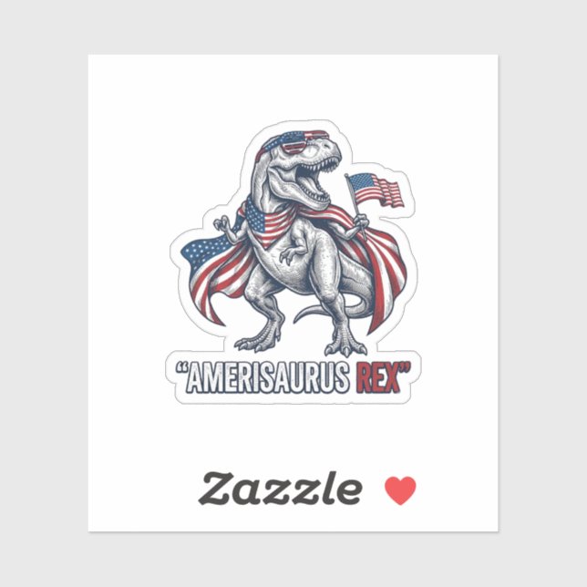 Sticker T-Rex patriotique Amerisaurus Rex Design de T-shir (Feuille)