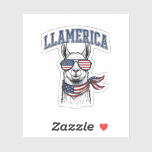 Sticker T-Shir gravure vintage lama patriotique Llamerica
