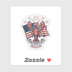 Sticker T-Shirt_1 gravure vintage drapeau homard patriotiq