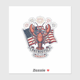 Sticker T-Shirt_1 gravure vintage drapeau homard patriotiq