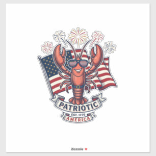 Sticker T-Shirt_1 gravure vintage drapeau homard patriotiq