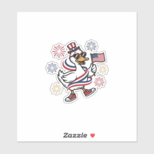 Sticker T-shirt avec dessin de canard patriotique gravure