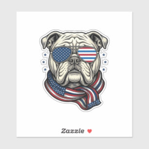 Sticker T-shirt avec gravure vintage de bouledogue patriot