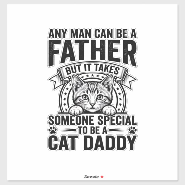Sticker T-Shirt D avec citation de Papa Chat gravure vinta (Feuille)