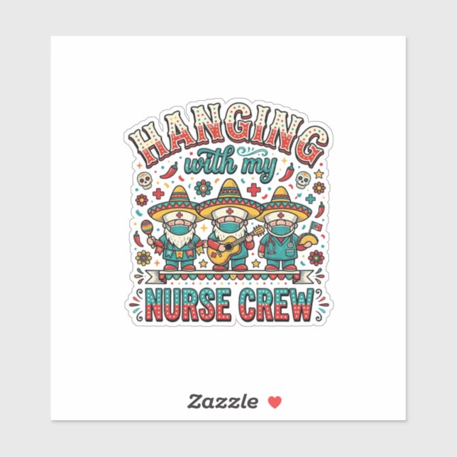 Sticker T-shirt de infirmière de fiesta avec mon équipe d' (Feuille)