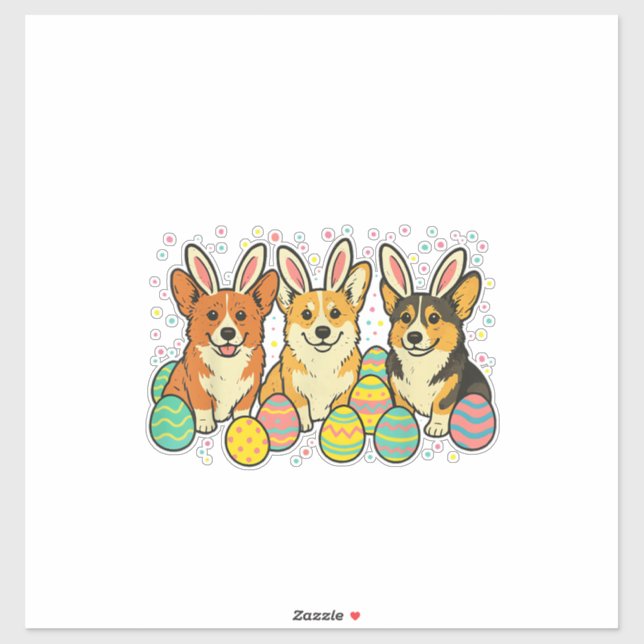 Sticker T-Shirt de Pâques Corgi_1 (Feuille)