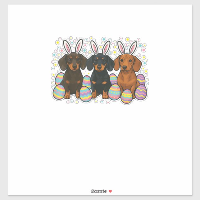 Sticker T-Shirt de Pâques pour Dachshund (Feuille)