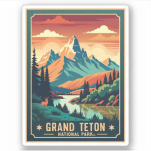 Sticker T-shirt de randonnée Retro Grand Teton