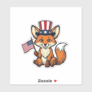 Sticker T-shirt design de gravure vintage renard patriotiq