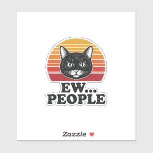 Sticker T-shirt drôle de chat noir ew personnes rétro couc