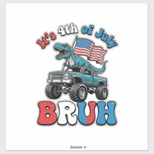 Sticker T-shirt drôle de dinosaure camion monstre 4 juille