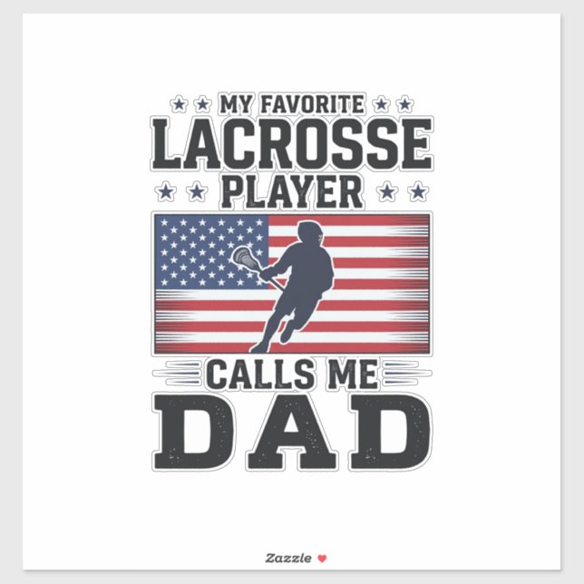 Sticker T-shirt drôle de papa de lacrosse drapeau américai (Feuille)