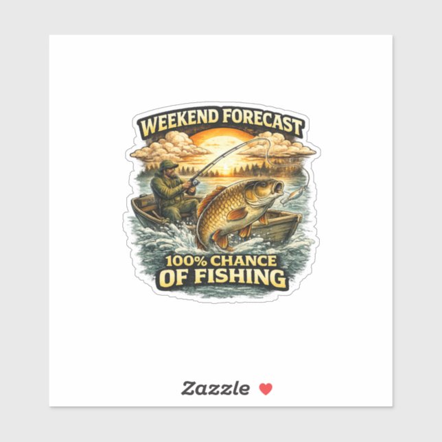Sticker T-shirt drôle de pêche – Prévisions de week-end 10 (Feuille)