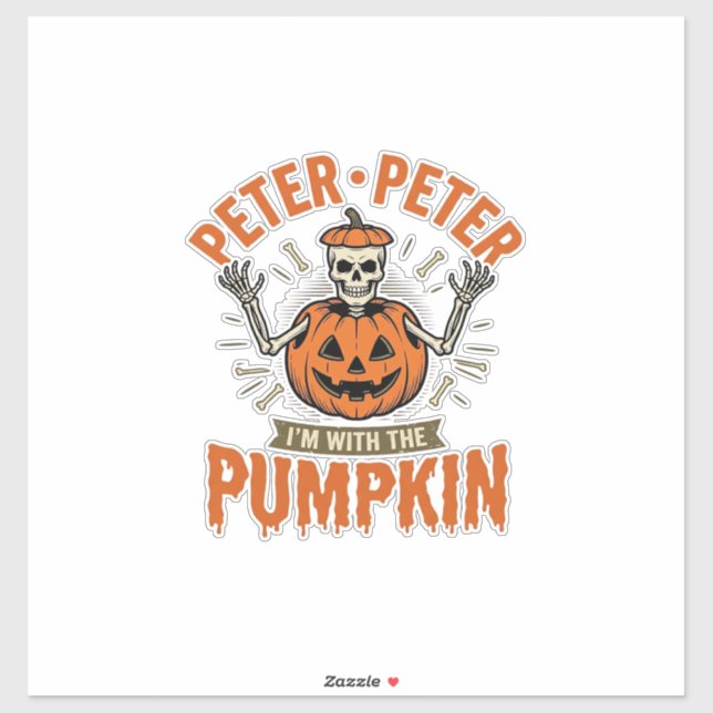 Sticker T-shirt drôle de squelette d'Halloween Peter Peter (Feuille)
