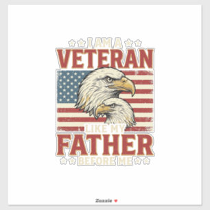 Sticker T-shirt Eagle Veteran comme mon père avant moi_1