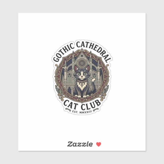 Sticker T-shirt graphique de chat de cathédrale gothique - (Feuille)