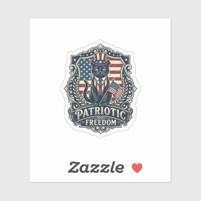 Sticker T-shirt graphique vectoriel de chat noir patriotiq (Feuille)
