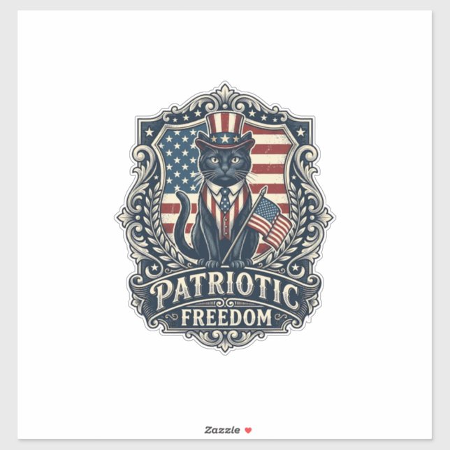 Sticker T-shirt graphique vectoriel de chat noir patriotiq (Feuille)