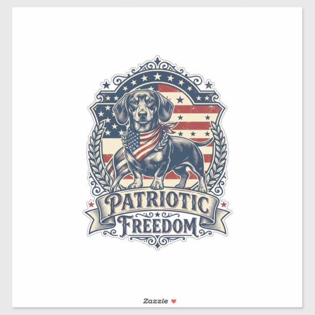 Sticker T-shirt graphique vectoriel de teckel patriotique_ (Feuille)