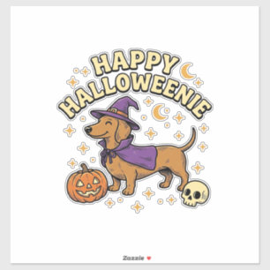Sticker T-shirt Happy Halloweenie Chien Teckel Sorcière_1
