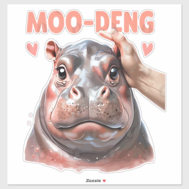 Sticker T-shirt mignon Moo Deng (Feuille)