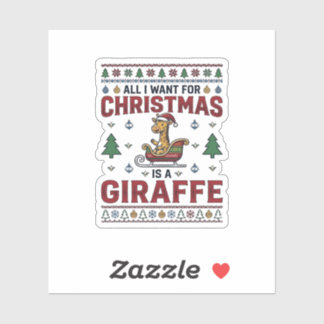 Sticker T-Shirt Noël drôle de girafe traîneau fête