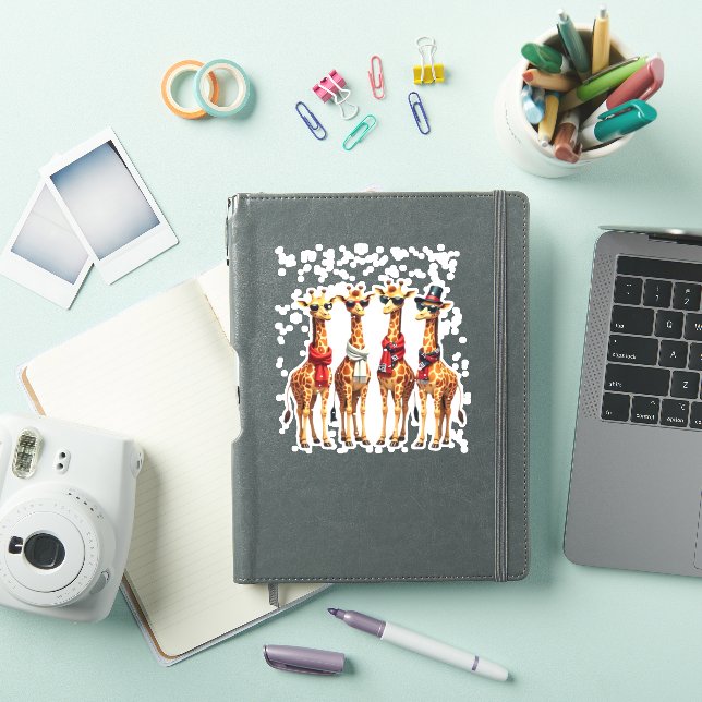 Sticker T-Shirt oversize chic de Noël girafe (Couverture iPad)