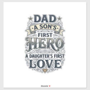 Sticker T-shirt Papa Fils Héros Fille Amour Typographie Vi