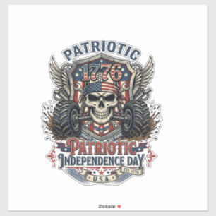 Sticker T-shirt patriotique 1776 camion monstre crâne tout