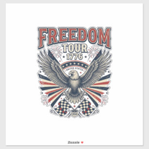 Sticker T-shirt patriotique Freedom Tour 1776 Vintage Eagl