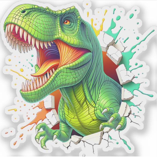 Sticker T-shirt pour garçons avec dinosaure T-Rex 3D (Devant)