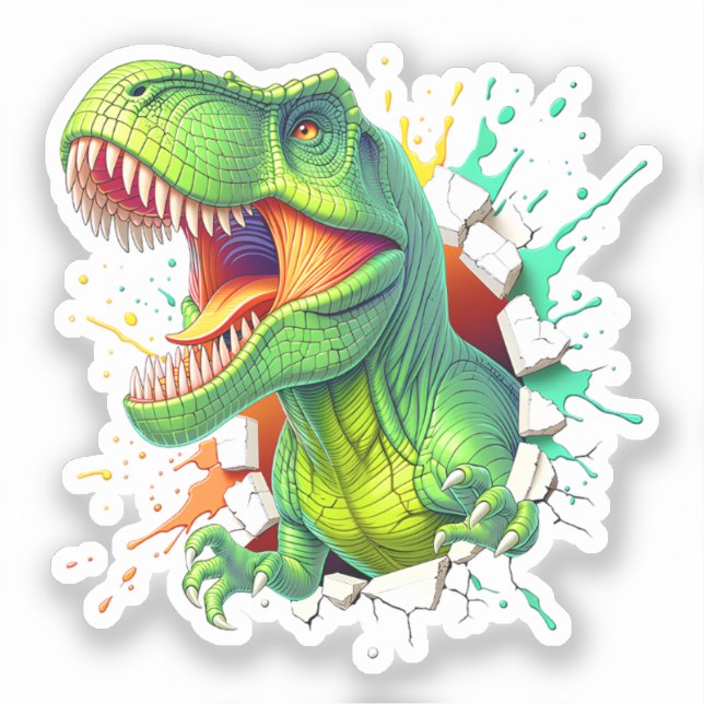 Sticker T-shirt pour garçons avec dinosaure T-Rex 3D (Recto)