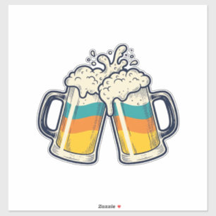 Sticker T-shirt vectoriel de mug de bière arc-en-ciel vint