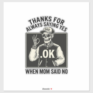 Sticker T-shirt vintage drôle de papa squelette disant oui
