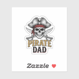 Sticker T-shirt vintage gravure crâne épée Papa pirate_1